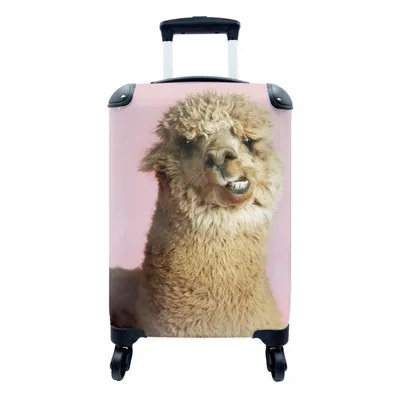 Produktbild von MuchoWow® Koffer Handgepäck Trolley Rollkoffer Kleine Reisekoffer mit 4 Rollen - Porträt - Tiere - Alpaka - Cabin Size < 55x40x23 cm & 55x40x20 cm - Fotokoffer - Kabinenkoffer - Boardgepäck - Reise-Box - Reisekoffer - Reisegepäck - Koffer mit Bild - Trolley für Kinder