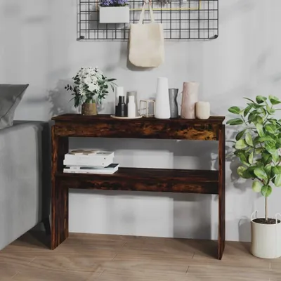 Produktbild von The Living Store Konsolentisch Räuchereiche 102x30x80 cm Holzwerkstoff