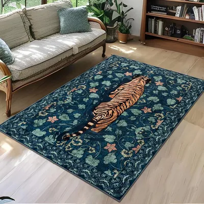 Productafbeelding van Wasbaar vloerkleed antislip 120 x 180 cm groen, kunstwol, voor woonkamer