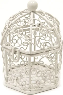 Produktbild von Mini Vogelkäfig Metall Weiß Deko 5,5 x 4,5 cm - Einheitsgröße