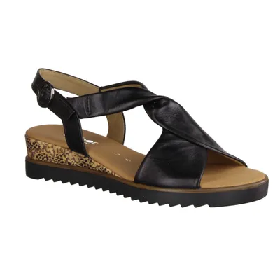 Produktbild von Gabor Comfort 22751-27 Sandalette, Damen, Leder, Schwarz, Keilsandaletten - Damenschuhe Sandalette / Sling, Schwarz, leder (lammnappa)