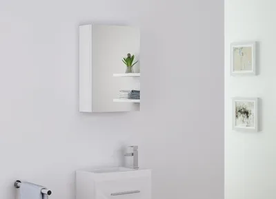 Produktbild von Spiegelschrank PATRO, modern, weiß, aus robustem MDF-Holz, 40 cm breit, 58 cm hoch