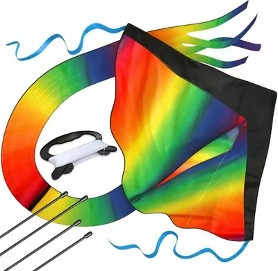 Produktbild von Flugdrachen Riesiger Regenbogen Drachen Leichtwinddrache mit 100m Drachenschnur Kinder Delta Lenkdrachen 100M