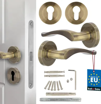 Zdjęcie produktu dla KOTARBAU® Klamka drzwiowa + rozeta bębenkowa 12cm ZnAl patyna krótki szyld dzielony Klamki drzwiowe Drzwi wewnętrzne Klamka drzwiowa wewnętrzna Zestaw klamek Drzwi wewnętrzne Drzwi wewnętrzne Zamek drzwiowy Klamki drzwiowe Okucie drzwiowe