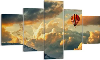 Produktbild von Bild auf Leinwand - Leinwandbild - Wolken Ballon Flug - 125x70cm - Wand Bild - Wanddeko - Leinwanddruck - Bilder - Kunstdruck - Wanddekoration - Leinwand bilder - Wandkunst - EA125x70-3791