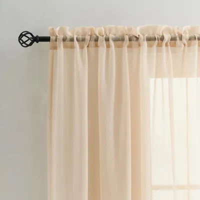 Imagen del producto de Cortinas de voile semitransparentes, 2 unidades, 100 x 100 cm, color beige, para salón
