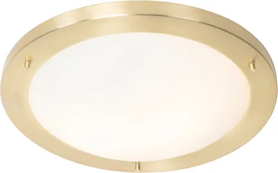 Produktbild von QAZQA - Moderne Bad I Badezimmer Außen Deckenleuchte I Deckenlampe I Lampe I Leuchte Gold I Messing 41 cm IP44 - YumaI 2-flammig I Außenbeleuchtung - Stahl Rund - LED geeignet E27