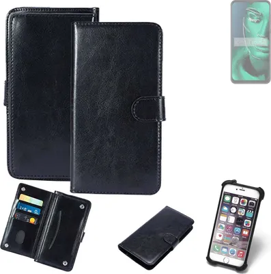 Produktbild von K-S-Trade 360° Hülle kompatibel mit ZTE Blade 10 schwarz Kunstleder Case BookCase WalletCase Kunstlederederhülle Handyhülle, Rundumschutz Bumper