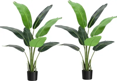 Produktbild von Künstliche Strelitzia Paradiesvogel Pflanze - Bodenpflanze - 120 cm - Set mit 2 - UV-beständig - PE-Material - Für Außenbereich - Grün