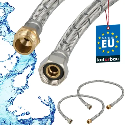 Produktbild von KOTARBAU® 2er Set Flexschlauch 3/8 Zoll Wasserschlauch 70cm Panzerschlauch Außengewinde x Innengewinde Anschlussschlauch Armatur Schlauch Für Wasserhahn