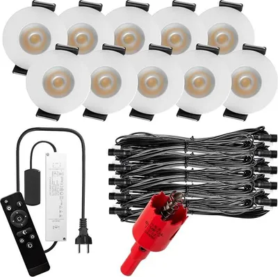 Produktbild von S-Polylight PREMIUM Mini LED- Einbauspots Kaltweiß 6.000K, DIMMBAR, IP65, FUNK 3W LED Einbaustrahler Terrassenüberdachung, Terrassenbeleuchtung, Bad, Sauna, LED Spots mit Fernbedienung (WEISS, 10x LED-SET)
