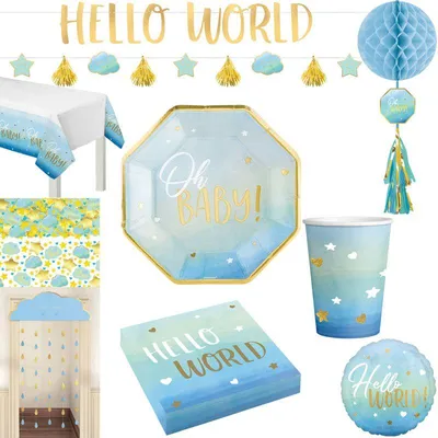 Produktbild von Baby Shower Junge Partyset Oh Baby Boy Party Deko hellblau