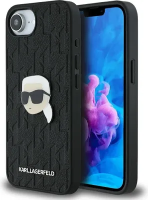 Immagine prodotto di Custodia per iPhone 16e, Karl Lagerfeld HardCase Monogram Karl Head Pin, Nero