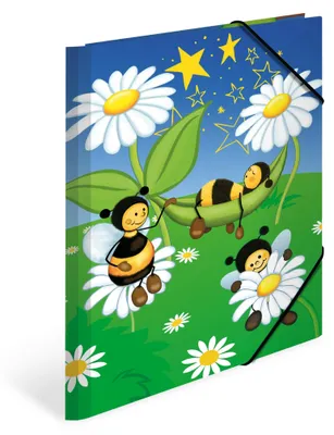 Produktbild von HERMA Sammelmappe A4 Bienen, Eckspanner-Mappe aus Pappe mit Kindergarten Motiv, Gummizug, Innenklappen und Innendruck für Jungen, Mädchen und Kinder