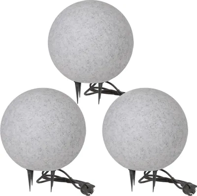 Produktbild von Kugelleuchte Kugellampe Außenleuchte Stein Granit-Optik 3er Set 30-30-30cm