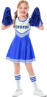 Produktbild von Kinder Mädchen Cheer Leader Kleid Gr. 150 Cm Cheerleading Kostüm Ärmellos Tanzkleidung Karneval Fasching Kostüm Party Halloween