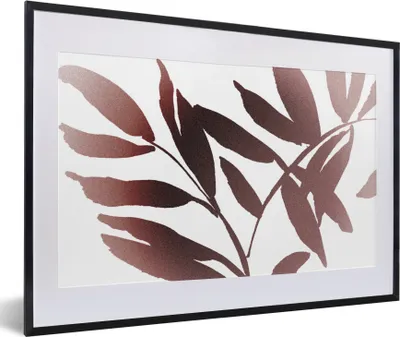 Produktbild von MuchoWow® Gerahmtes Poster Blättern - Design - Abstrakt 60x40 cm - Poster mit Schwarzem Bilderrahmen Wandposter Rahmen Foto Bilder - Schlafzimmer - Plakat in Rahmen - Drucken