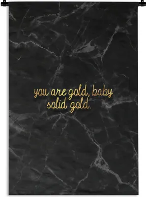 Produktbild von MuchoWow® Wandteppich Wandbehang Zitate - Sprichwörter - Gold - Marmor 60x90 cm Tapisserie Dekoration Wandtuch - Foto-Teppich - Abwaschbar