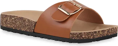 Produktbild von Mytrendshoe Damen Sandalen Pantoletten Sommer Hausschuhe Flats 830090, Farbe: Hellbraun, Größe: 37