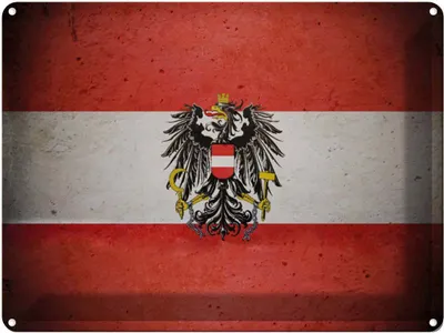 Produktbild von vianmo Blechschild 30x40 cm Flagge Österreich Fahne Wappen