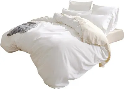 Produktbild von Unyqoos® Bettwäsche-Set 135 x 200 cm, 100% Baumwolle, Weiß – mit Eckenbändern & 2 Kissenbezügen 50 x 80 cm,