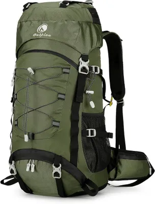 Produktbild von PolkaHome® Wandelrucksack 60L wasserdicht für Damen und Herren, großer Campingrucksack mit Regenhülle, Trekkingrucksack mit