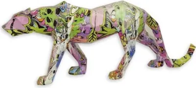 Produktbild von Casa Padrino Designer Kunstharz Dekofigur Leopard Bunt 66 x 13,6 x H. 24,6 cm - Wohnzimmer Deko Skulptur - Deko Accessoires