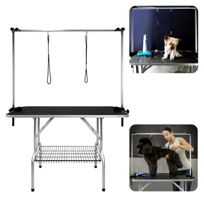 Produktbild von Höhenverstellbarer Trimmtisch für Hunde, Faltbarer Hundepflegetisch für Hunde und Katzen bis 100 KG, 113 x 60 x 174 cm
