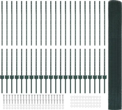 Produktbild von Möbel Schweißdrahtzaun mit 22 U-Pfosten Grün 1,2x50 m Stahl - Zaunzubehör 3336519