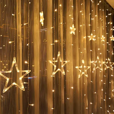 Produktbild von 138 LED Lichterkette Sterne mit 12 Sternen Weihnachtsbeleuchtung Sternenvorhang mit 8 Modi und Memory-Funktion