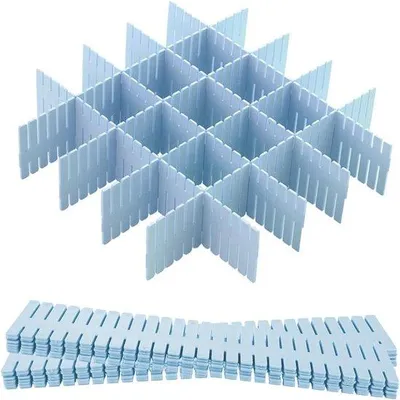Produktbild von Ibenzoa® 12er-Set verstellbare Schubladenteiler aus Kunststoff – flexible Aufbewahrung für Socken, Unterwäsche, Kosmetik & Accessoires