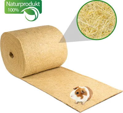 Produktbild von Nagerteppich aus 100% Hanf auf Rolle mit 25m Länge, 50cm Breite, 5mm dick Hanfteppich für alle Arten Kleintiere, Hanfmatte Nagermatte Nager-Teppich Einstreu-Ersatz