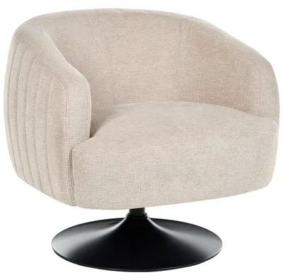 Produktbild von BELIANI Drehsessel Hellbeige Stoff Modernes Design Drehbar Polstersessel Stoffsessel Wohnzimmer