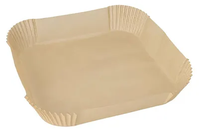 Produktbild von 100x Backpapierzuschnitte für Heißluftfritteusen Mikrowelle Backofen 23 x 23 x 4,5cm braun
