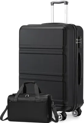 Zdjęcie produktu dla KONO Zestaw Dużych Walizek Podróżnych 2szt 74cm Wózek z Torbą Podróżną Ryanair Czarny Zestawy Bagażu