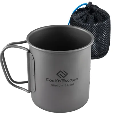 Produktbild von Solidchoice – Camping-Mok aus Titan, 375 ml, mit klappbaren Griffen