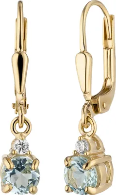 Produktbild von JOBO Ohrhänger 333 Gold Gelbgold 2 Zirkonia 2 Blautopase hellblau blau Ohrringe