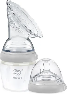 Produktbild von Haakaa Generation 3 Silikon Haakaa Milchpumpe & Baby Flasche Top Set (160ml) - Grau