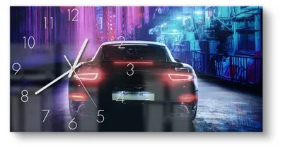 Produktbild von DEQORI Glasuhr 60x30 cm Zahlen 'Neon-Nachtflitzer' Wanduhr Glas Uhr Design leise Küchenuhr
