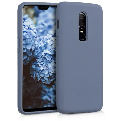 Produktbild von kwmobile Hülle kompatibel mit OnePlus 6 Hülle - Silikon Handy Case - Handyhülle weiche Oberfläche - kabelloses Laden - Lavendelgrau