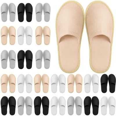 Produktbild von Einwegpantoffeln 24 Paar - Spa-Pantoffeln - Baumwollweiche Pantoffeln - Geschlossene Zehen - Leicht - 28 x 11 cm - Badeschuhe