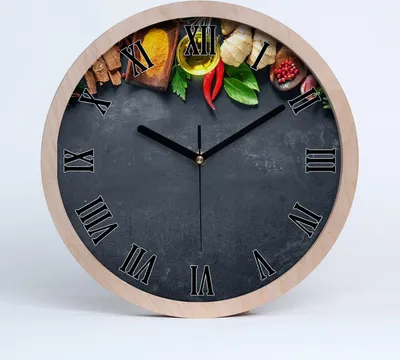 Produktbild von Holzuhr 20fi cm wanduhr - schwarze Spitzen - Kräuter und Gewürze