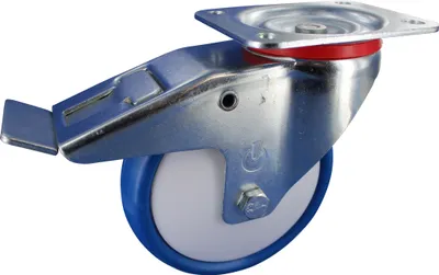 Obrázek produktu pro Otočné kolečko s brzdami Kolečko 160 mm Polyuretanové kuličkové ložisko Nosnost: 250 kg