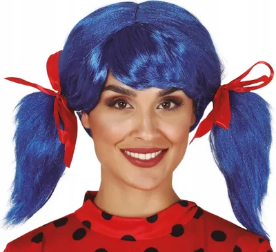 Produktbild von Blaue Pferdeschwanzperücke mit Bändern, 1 Stk.