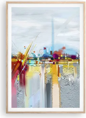 Produktbild von Gerahmtes Poster - Rahmen in heller Eiche - Abstraktion modern - 70x100 cm - Wand Bild - Wanddeko - Wandbilder - Wandposter - Bilderrahmen - Bilder - Kunstdruck - Wandbild - P2NPA70x100-4028