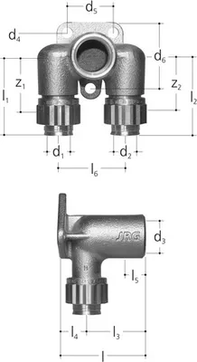 Produktbild von Sanipex Armaturenanschluss doppelt für Vorwandinstallation 5416.020 (R 1/2) x 16 x 16 x 95 mm