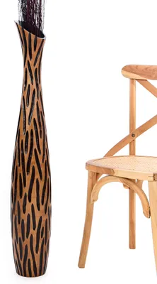 Produktbild von Leewadee Hohe Bodenvase 105 cm aus Mangoholz in braun