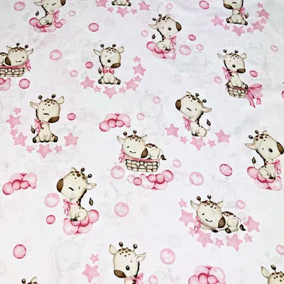 Produktbild von Baumwolle 100% Baby-Giraffen rosa auf weißem Hintergrund