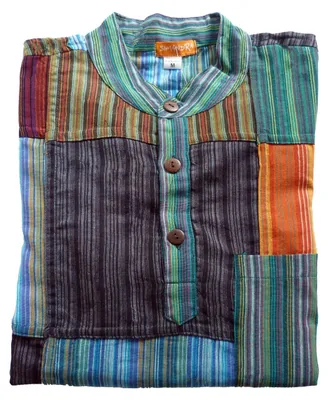 Immagine prodotto di Camicia patchwork camicia pullover camicia pescatore camicia casual camicia casual camicia hippie goa psy ponticello bash, XL