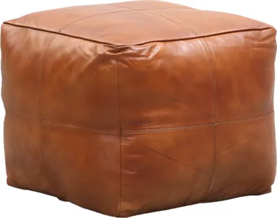 Image de Pouf vintage Pouf tabouret en cuir Fjord